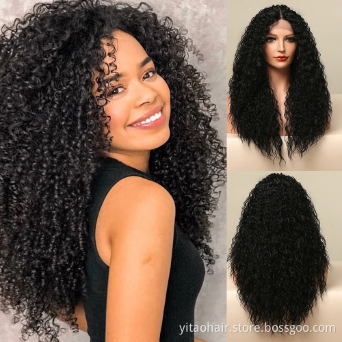 Water wave  lace front  Wig Heat Resist Fiber Soft Long water curly wave  Wig For Black Women Synthetic curly  Lace Front Wigs